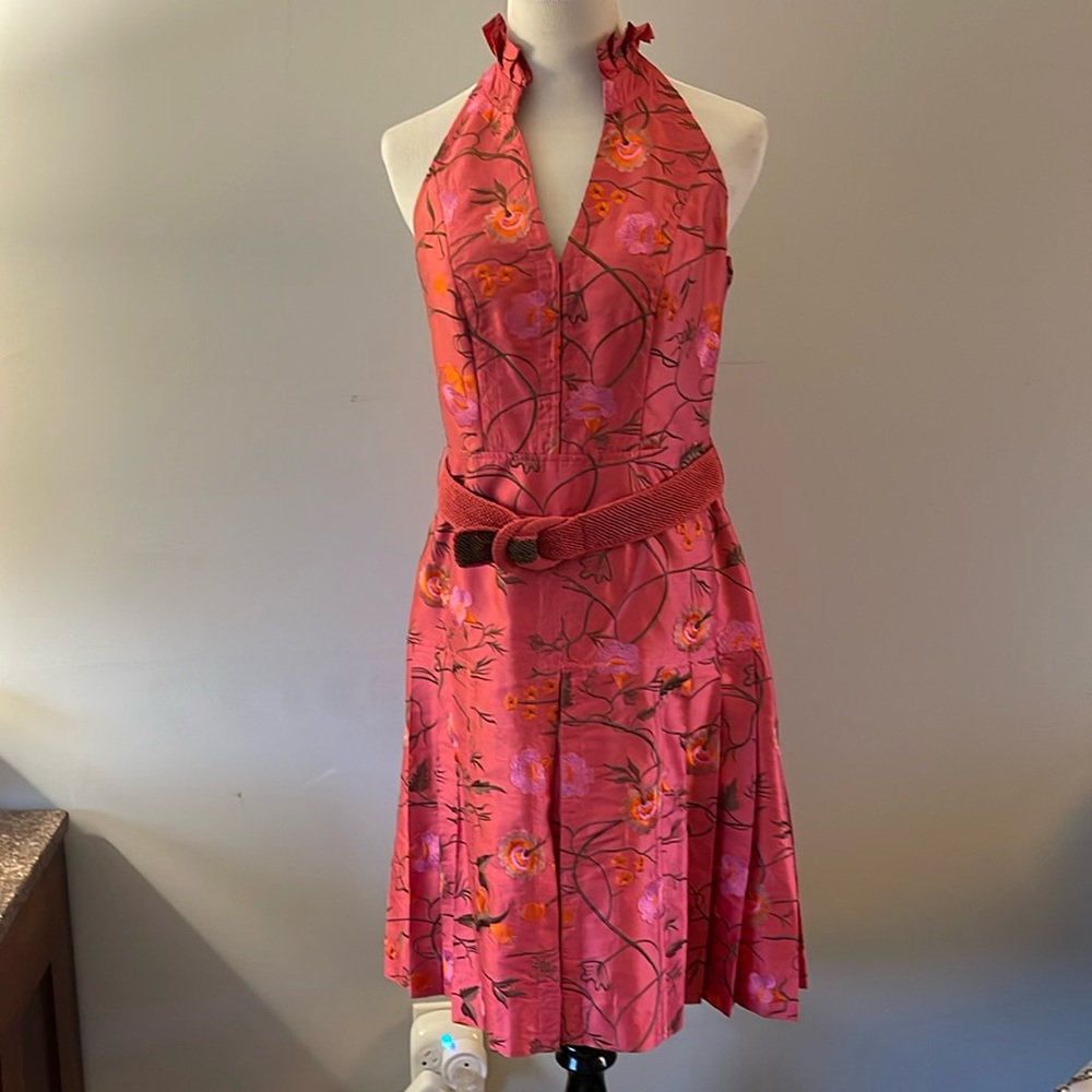 Etcetera halter style dress embroidered floral design size 4